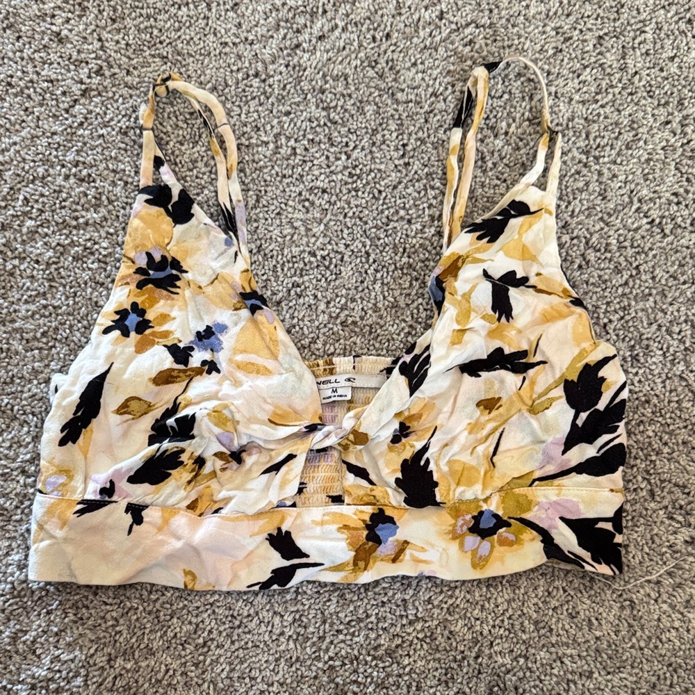 O'Neill Black and Yellow Floral Tank Top